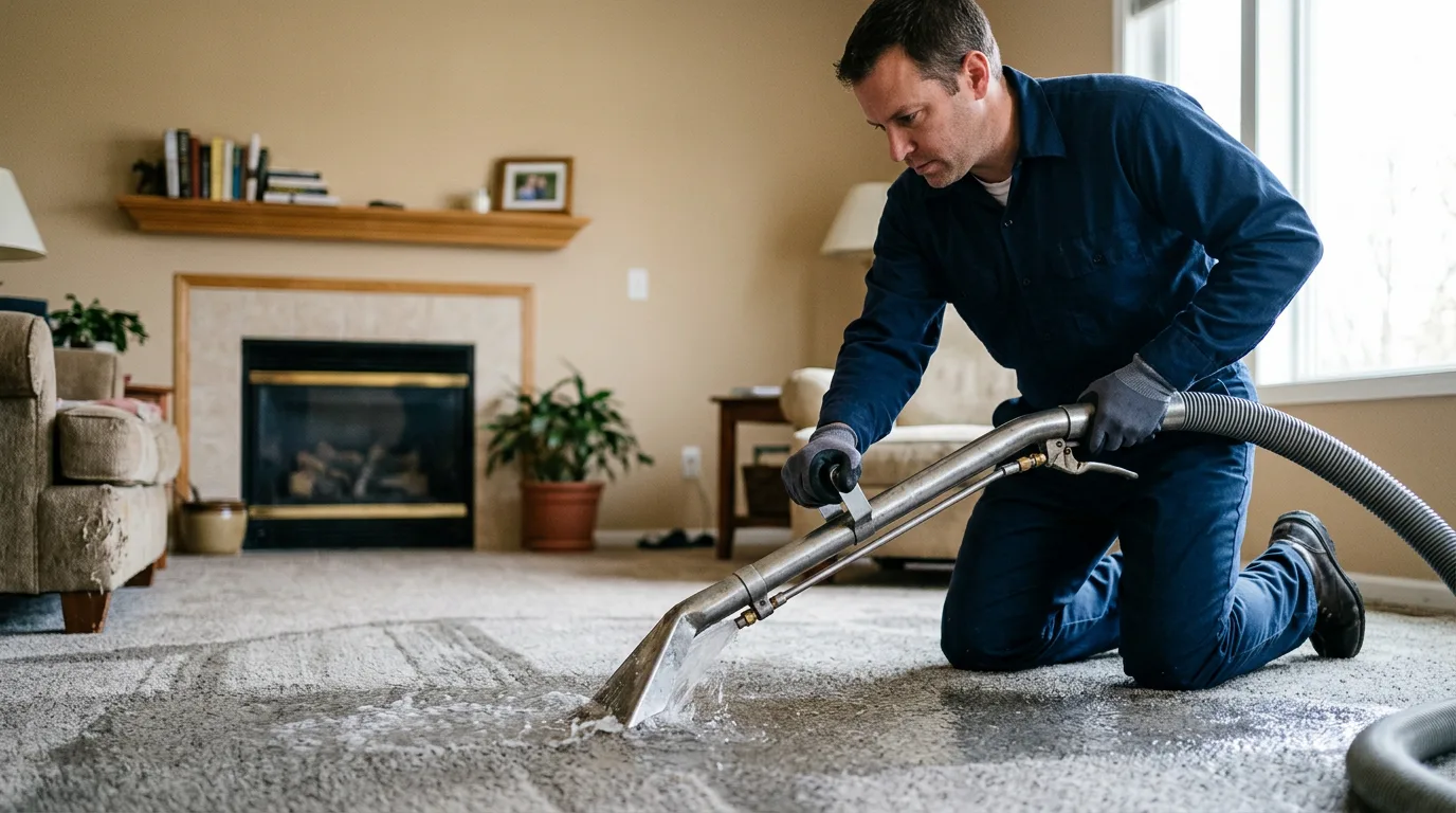 Water damage restoration technician working near Davy, WV